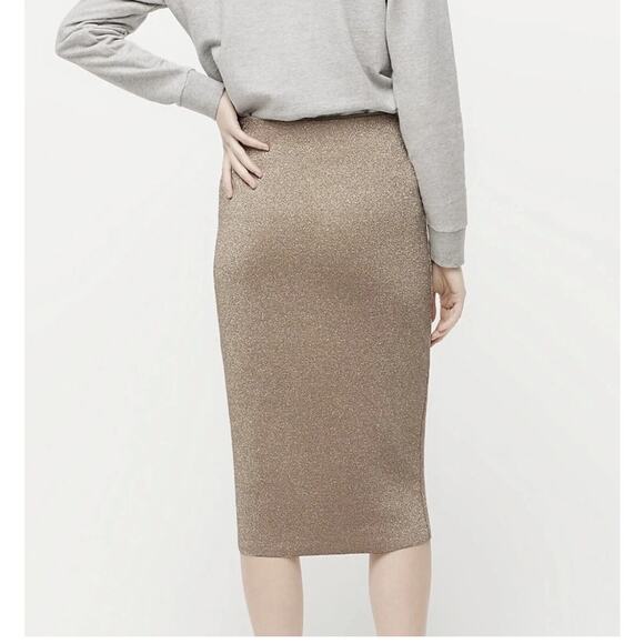J Crew Metallic Gold Lurex Pencil Skirt M - Picture 3 of 8